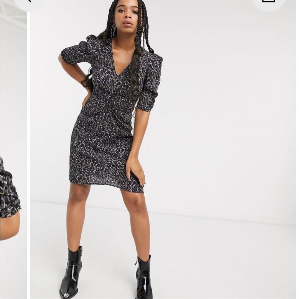 All Sanits Leopard Ruched Josephine vneck dress NWT
